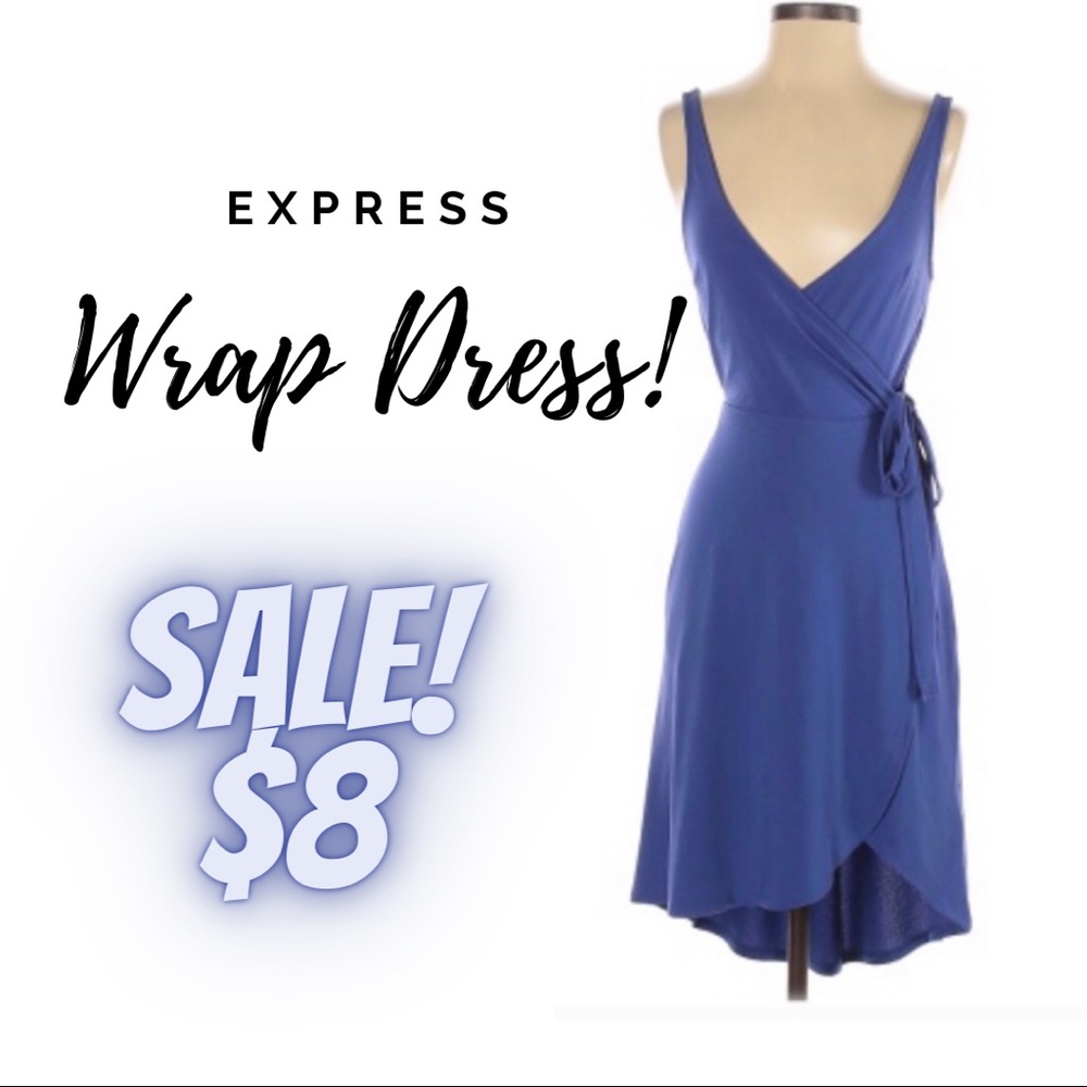 Express Cobalt Blue Wrap Dress Size: Medium